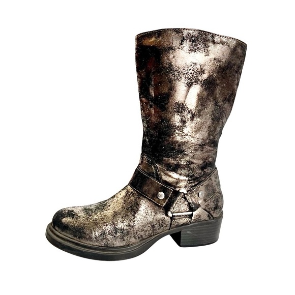 Simply Vera Metallic Mid Calf Moto Boots - Picture 3 of 11